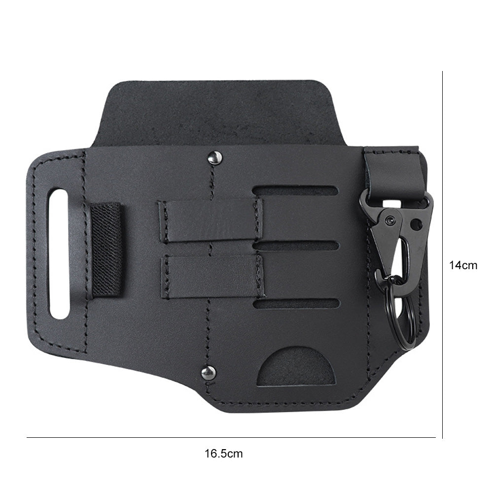 SICOTAS Multifunction Leather Sheath Pocket Multitool Sheath Pocket Organizer with Key Holder for Flashlight Waist Belt Bag