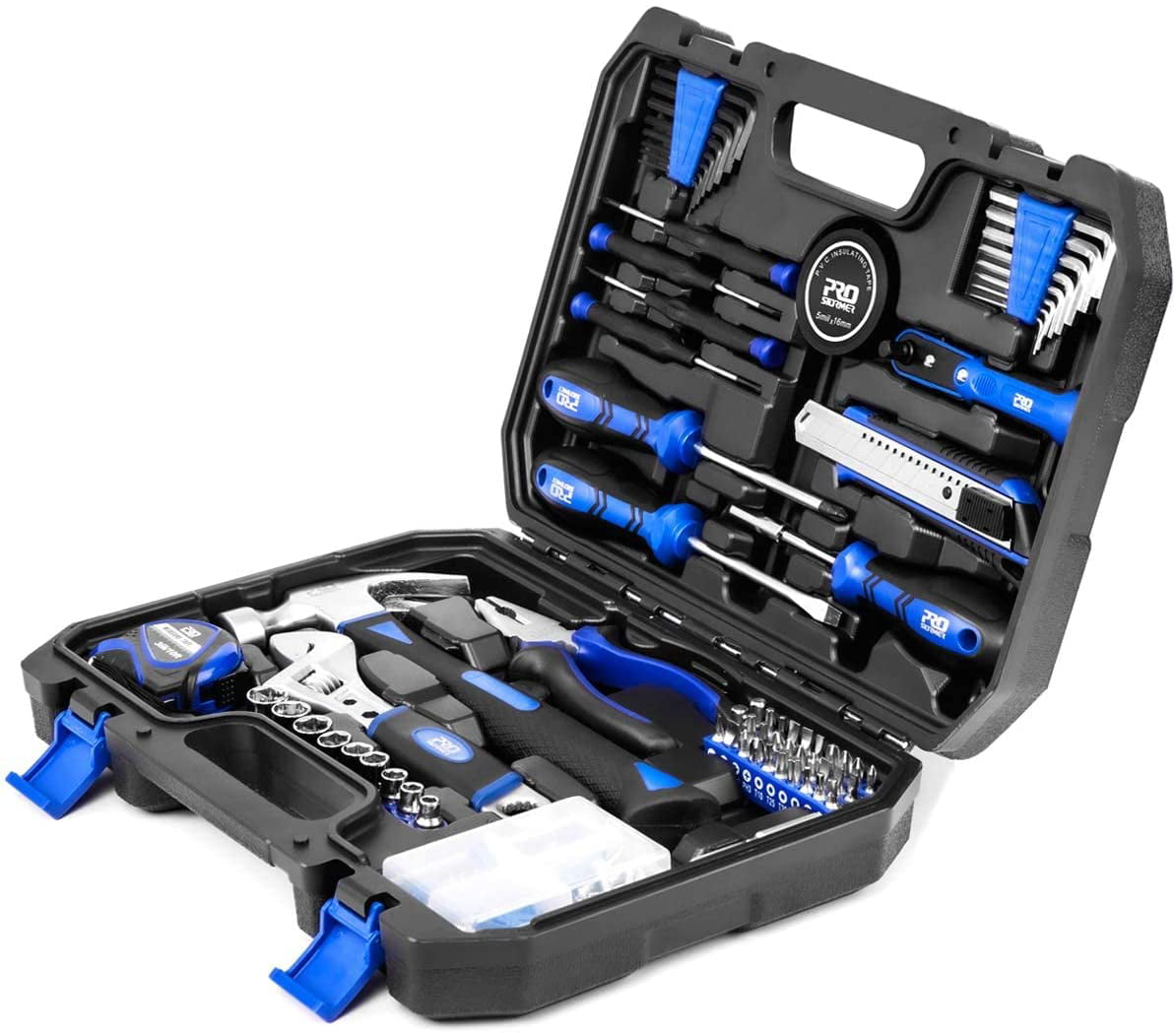 120-Piece Home Repair Tool Set, PROSTORMER General Household Hand Tool Kit with Tool Box Storage Case for Apartment, Garage, Dorm and Office
