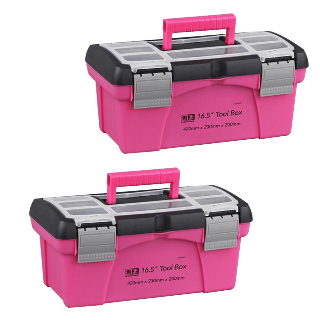 2 X Portable Tool Box Plastic Storage Pink Lady Inner Layer Toolbox