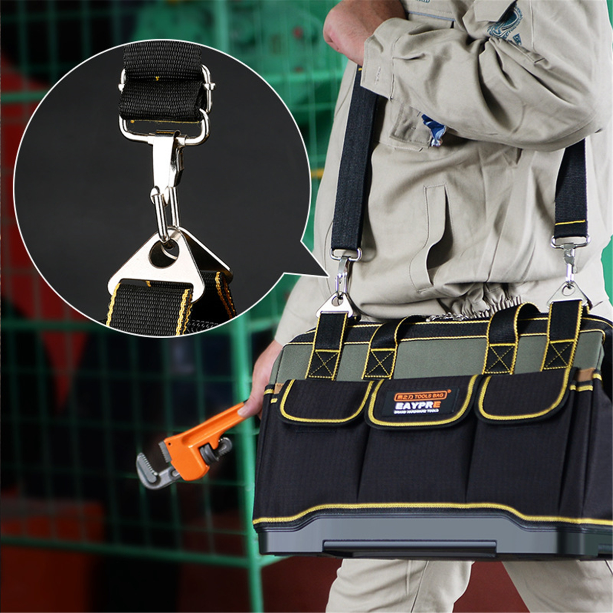 18/20-Inch Tool Bag Wide Mouth Open Storage Case, Fashionable Design, 1680D Oxford Cloth Material, with Adjustable Shoulder Strap Hardware > Hardware Accessories > Tool Storage & Organization > Tool Bags LIKE DESIGN 20"