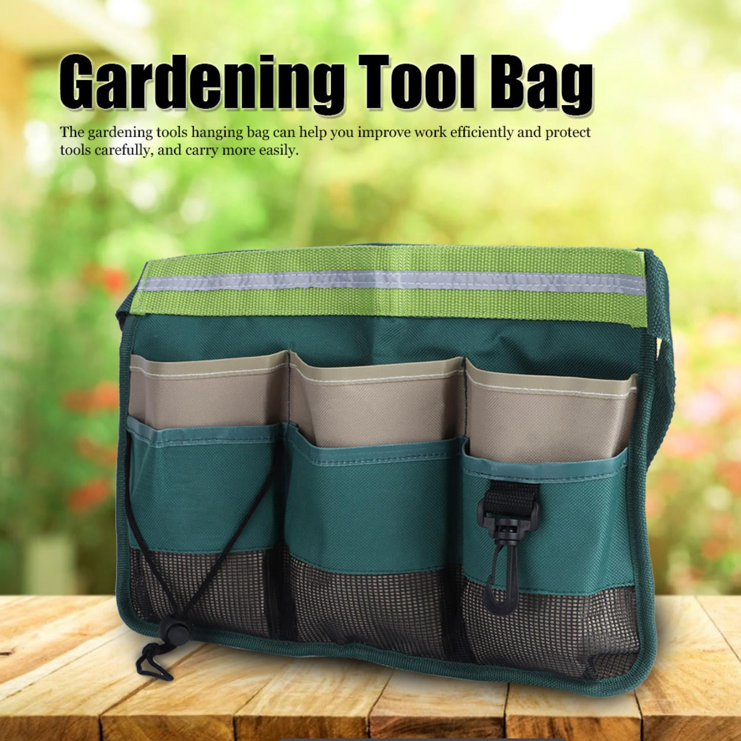 Tebru Garden Waist Pouch,Garden Tools Organizer,Multi-Pocket Garden Tool Bag Waist Hanging Pouch Organizer with Adjustable Belt Gardening Supplies