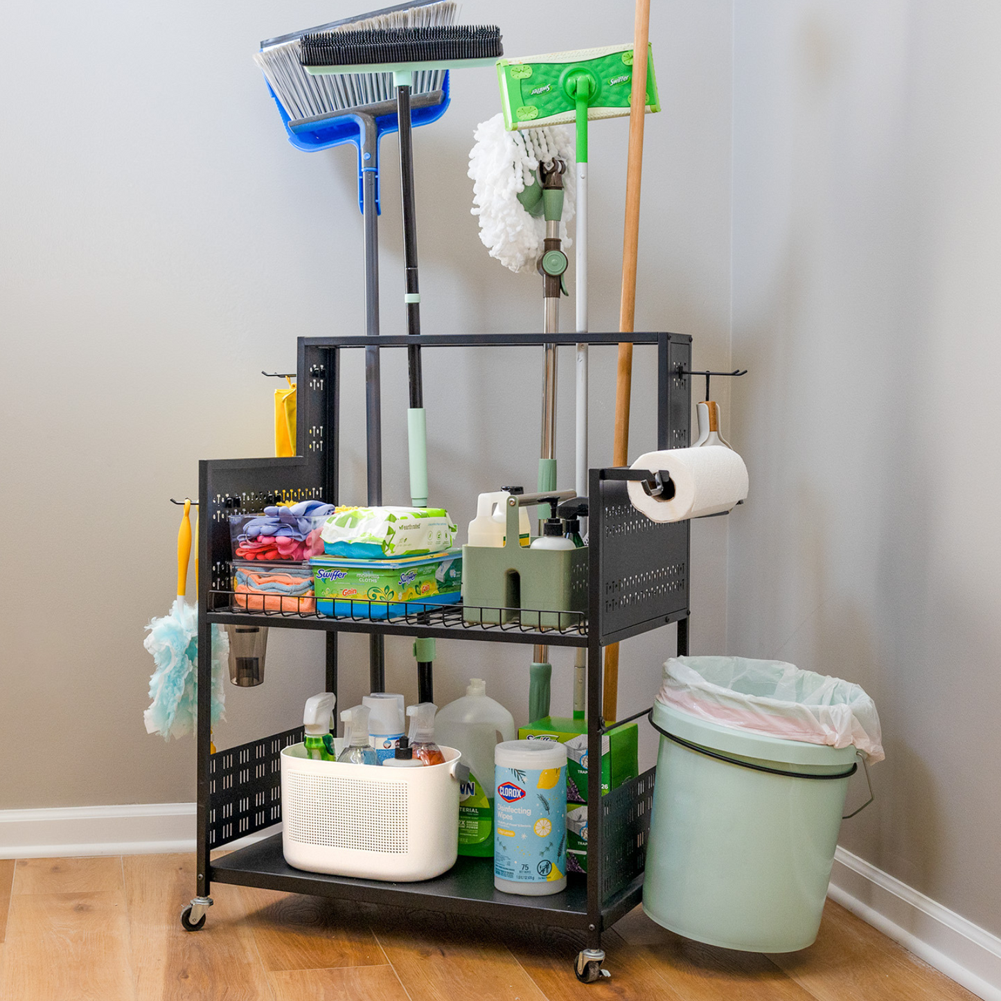 Teal Triangle Cleaning Supplies Organizer | Utility Cart