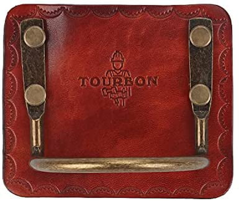 TOURBON Leather Belt Tool Holster Steel Loop Hammer Carrying Holder Hardware > Hardware Accessories > Tool Storage & Organization > Tool & Equipment Belts TOURBON Red Brown - Type 1