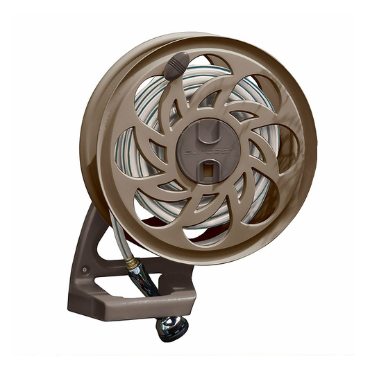 Suncast Wall Mounted Side Tracker Garden Hose Reel with Guide 125 Foot Capacity