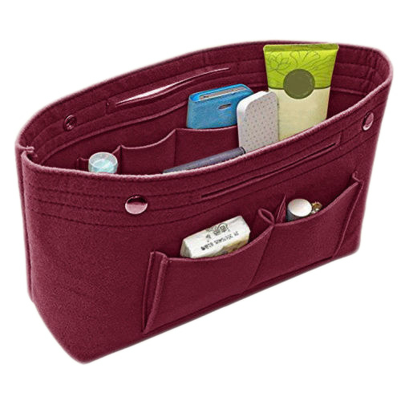 Women Thicken Large Capacity Cosmetic Storage Bag Travel Insert Organizer Handbag Purse Makeup Bag Hardware > Hardware Accessories > Tool Storage & Organization > Tool Organizer Liners & Inserts Jkerther Red One Size