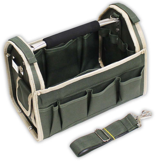 13-3/4 Inch Carry-All Tool Bag - Metal Top Handle & Shoulder Strap (Haversack: AB-18086)
