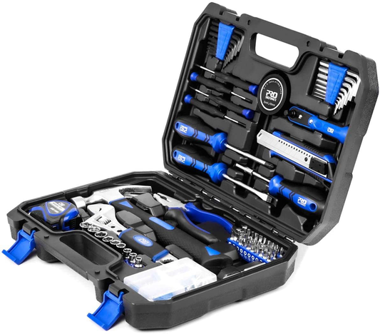 120-Piece Home Repair Tool Set, PROSTORMER General Household Hand Tool Kit with Tool Box Storage Case for Apartment, Garage, Dorm and Office