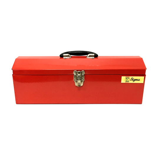 Sigma Portable Steel Tool Box Red with Handle & Lock 19"W X 6"D X 6-1/2"H