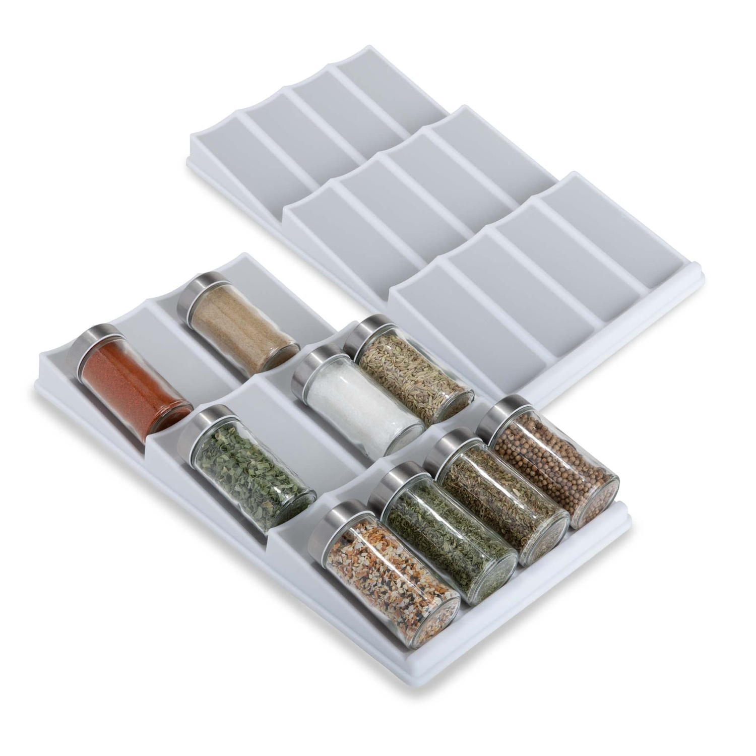 Smart Design 12 Slot Plastic Spice Rack Drawer - Non-Slip Lining and Feet - BPA Free - Personal Care and Makeup Storage - Pantry Kitchen Organizer - White with Gray Hardware > Hardware Accessories > Tool Storage & Organization > Tool Organizer Liners & Inserts Smart Design 6