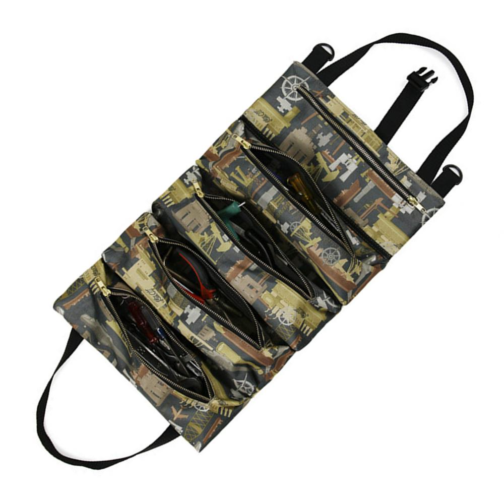 Younar Wrench Roll up Pouch, Durable Roll up Tool Bag Canvas Heavy Duty Tool Roll Organizer Bags with Five Large Pockets for Tools Present Hardware > Hardware Accessories > Tool Storage & Organization > Tool Bags LIKE DESIGN Aircraft camouflage