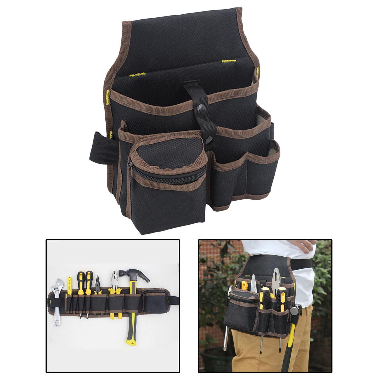 Single Side Tool Belt for Carpenters and Builders Professional Tool Pouch Bag for Maintenance and Electrician - Coffee Hardware > Hardware Accessories > Tool Storage & Organization > Tool & Equipment Belts CUTICATE Coffee