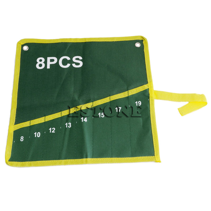 8 Pockets Durable Canvas Spanner Wrench Tool Roll up Storage Bag