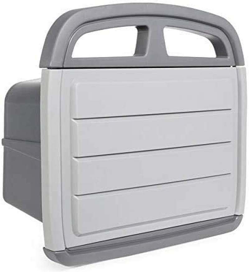 SOLAURA 150 Ft. Garden Water Hose Reel Hanger Storage Box Cabinet with Shelf , Grey