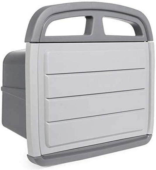 SOLAURA 150 Ft. Garden Water Hose Reel Hanger Storage Box Cabinet with Shelf , Grey