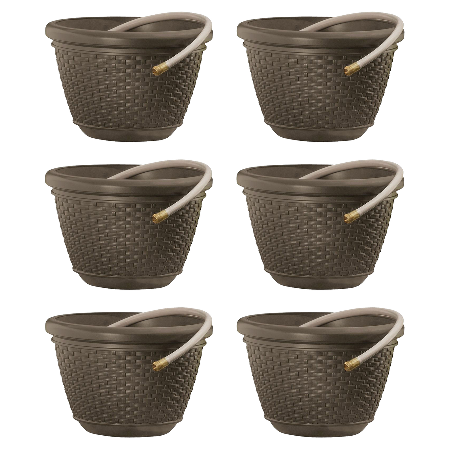 Suncast 100 Ft. Hose Decorative Planter Pot -Resin Wicker, Java Brown Hardware > Hardware Accessories > Tool Storage & Organization > Garden Hose Storage Generic 6 Pack
