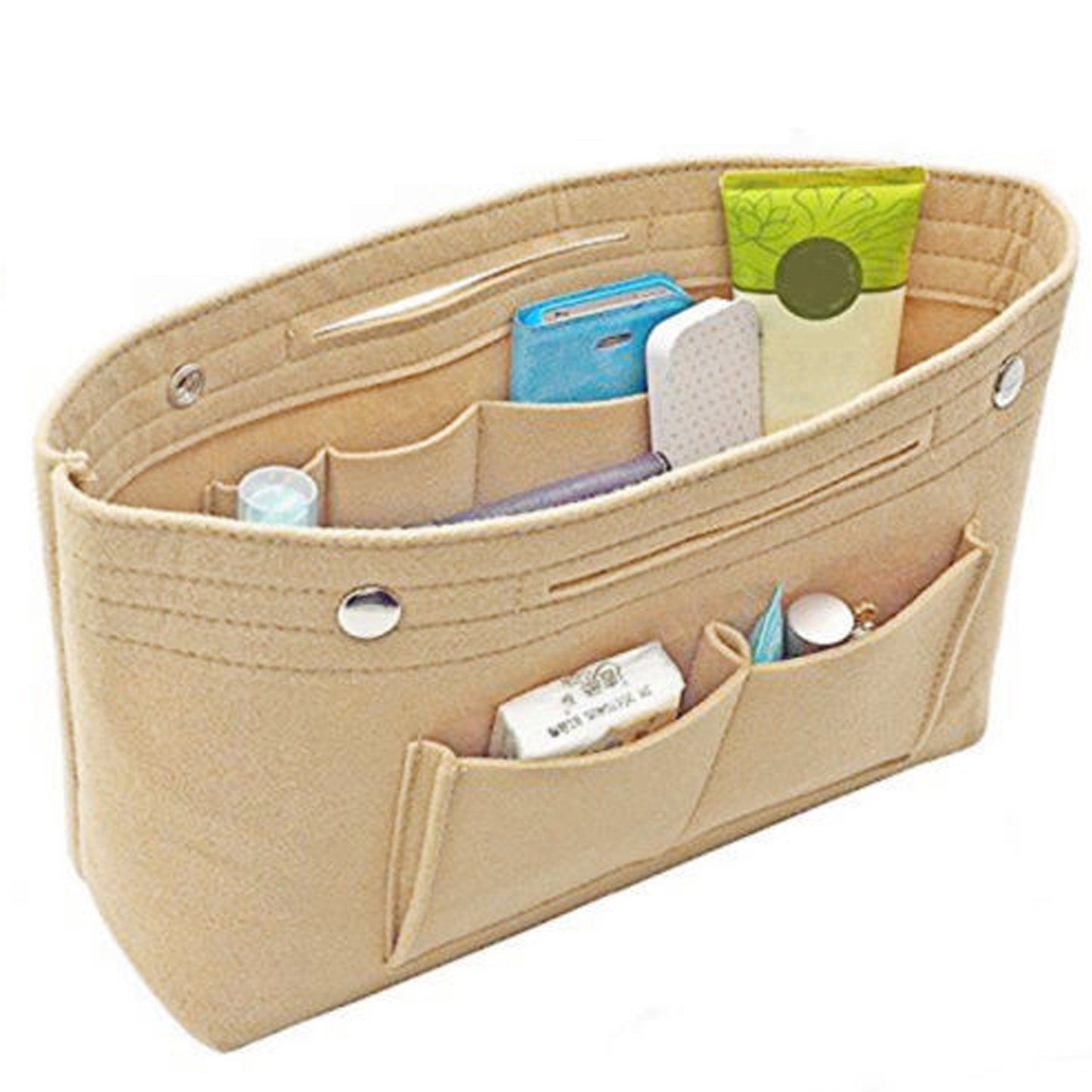 Women Handbag Organizer Bag Multi Pockets Felt Travel Bag Insert Liner Purse Travel Cosmetic Bag Hardware > Hardware Accessories > Tool Storage & Organization > Tool Organizer Liners & Inserts SHIBAOZI Khaki One Size