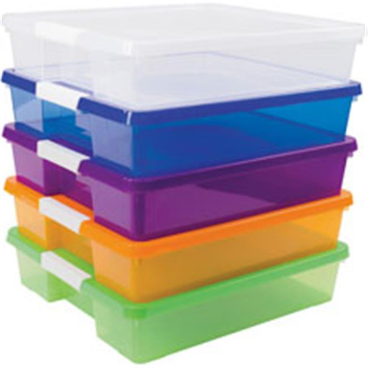Storex 12X12 Stack & Store Box, Assorted Colors, Case of 5