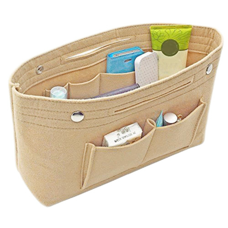 Women Thicken Large Capacity Cosmetic Storage Bag Travel Insert Organizer Handbag Purse Makeup Bag Hardware > Hardware Accessories > Tool Storage & Organization > Tool Organizer Liners & Inserts Jkerther Khaki One Size