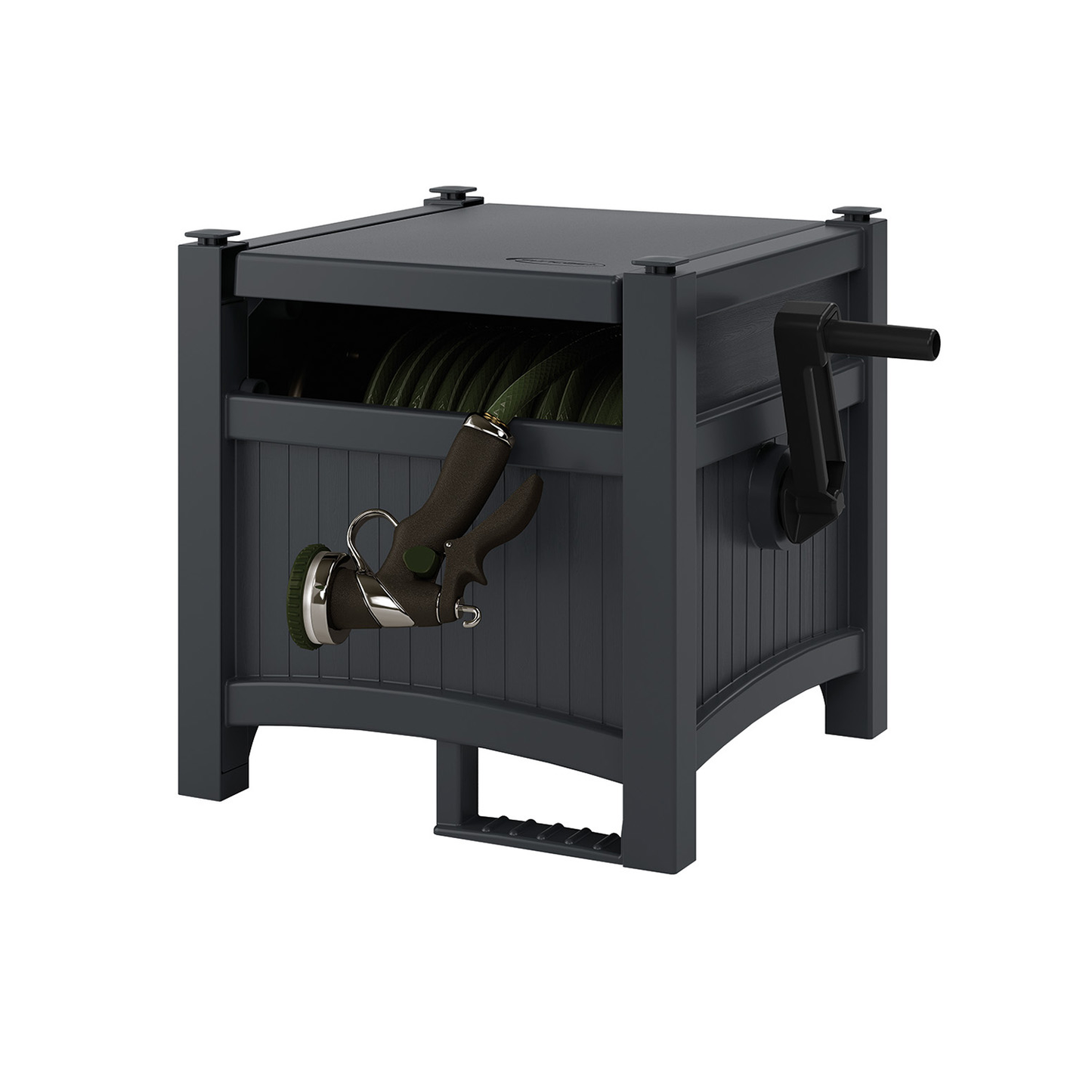 Suncast Hideaway Resin Garden Hose Reel for 5/8" Hoses, Cyberspace