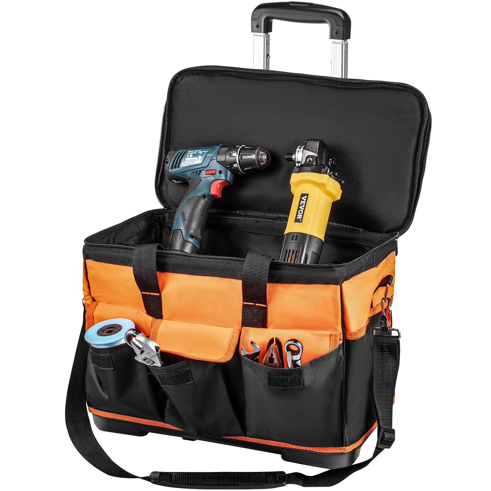 VEVOR Rolling Tool Bag, 20-Inch 17 Pockets Bag with Two 2.56In Wheels, Oxford Fabric Material with Telescoping Handle, 198Lb Load Capacity for Garden Electrician Tool Organization Hardware > Hardware Accessories > Tool Storage & Organization > Tool Bags LIKE DESIGN 20"