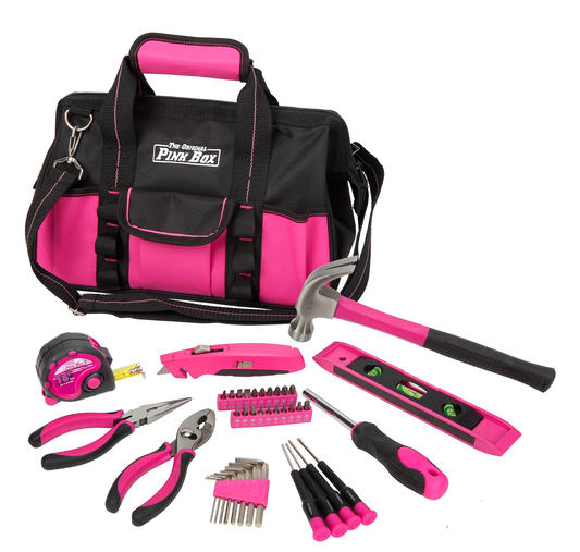 The Original Pink Box PB40TBK 40-Piece Household Tool Set and Tool Bag, Pink