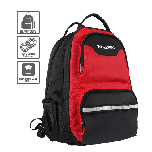WORKPRO Tool Backpack - 41-Pocket Heavy Duty Jobsite Tool Bag with Padded Laptop Sleeve - Perfect Storage & Organizer for a Contractor, Electrician, Plumber, HVAC, Cable Repairman