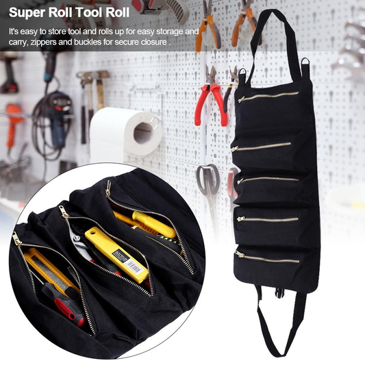 ACOUTO Zipper Tool Carrier Tote, Canvas Tool Organizer, Multi-Purpose Hanging Tool Super Storage Case Roll up Pouch Bag Zipper Carrier Tote