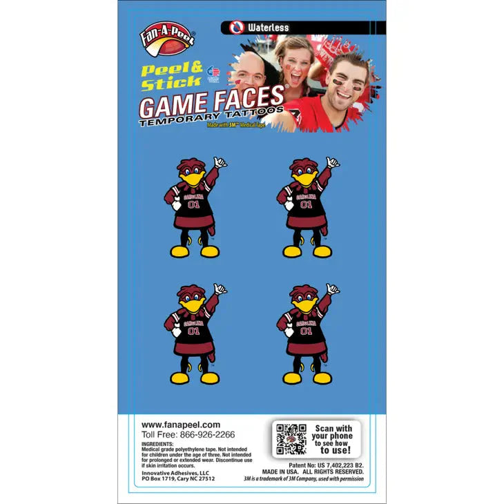South Carolina Gameday Temporary Face Tattoo