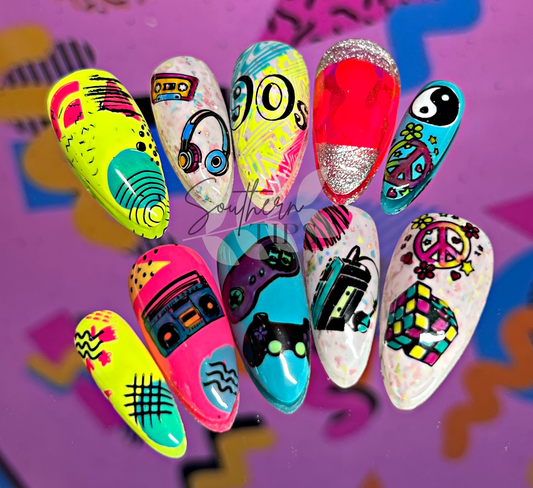 90s Love Press on Gel Nails ($CAD)